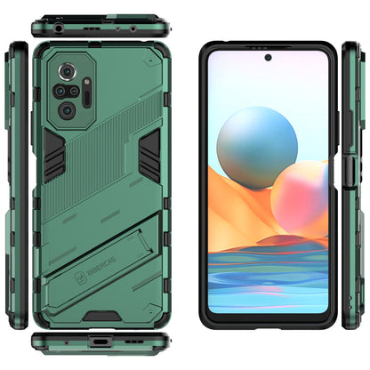 Xiaomi Redmi Note 10 Pro Shockproof Phone Case - Punk Armor 2-in-1 PC + TPU with Invisible Holder