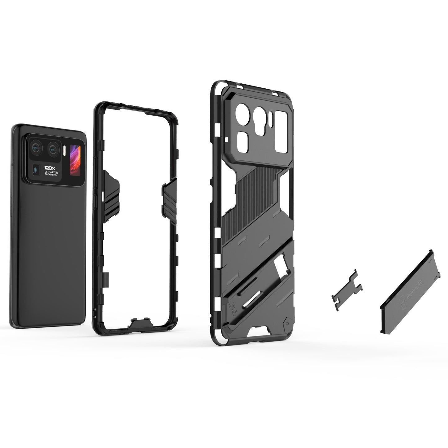 Xiaomi Mi 11 Ultra Shockproof Phone Case - Punk Armor 2-in-1 PC + TPU with Invisible Holder