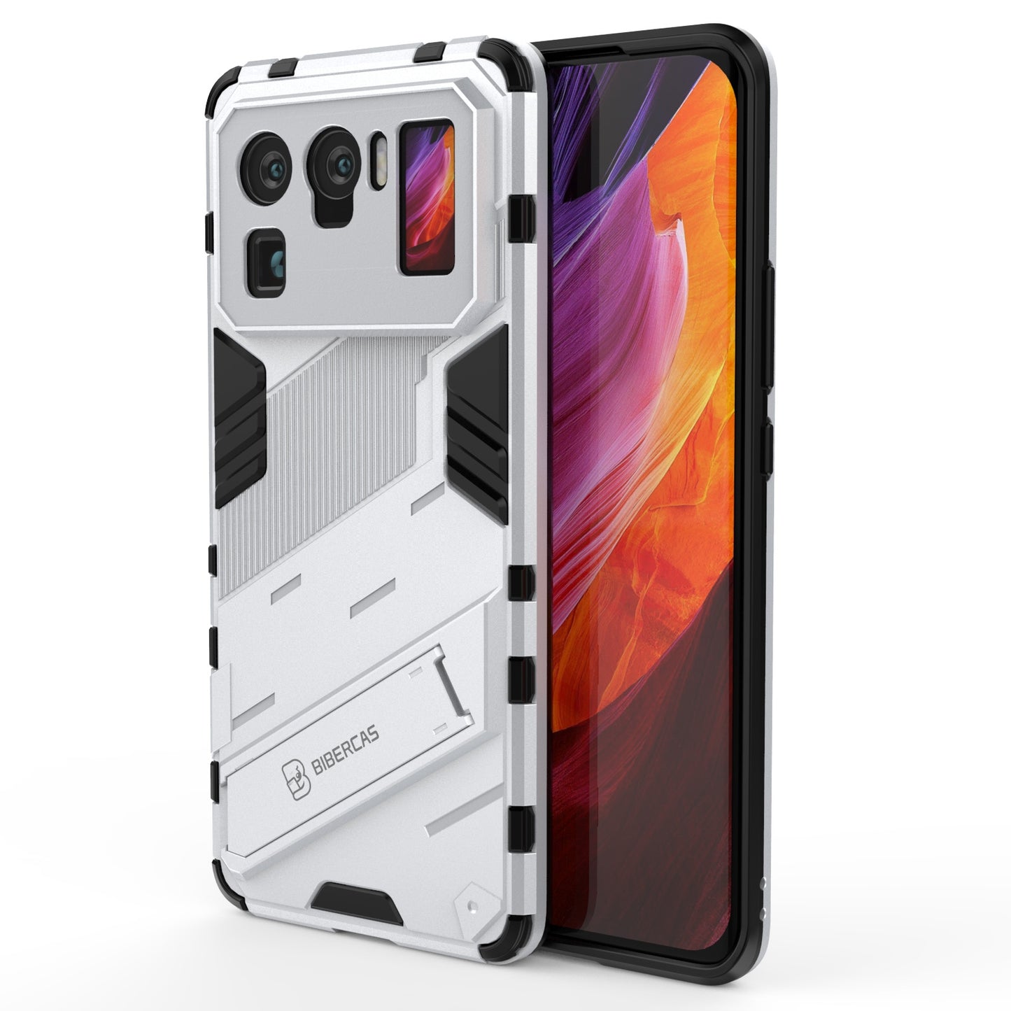 Xiaomi Mi 11 Ultra Shockproof Phone Case - Punk Armor 2-in-1 PC + TPU with Invisible Holder