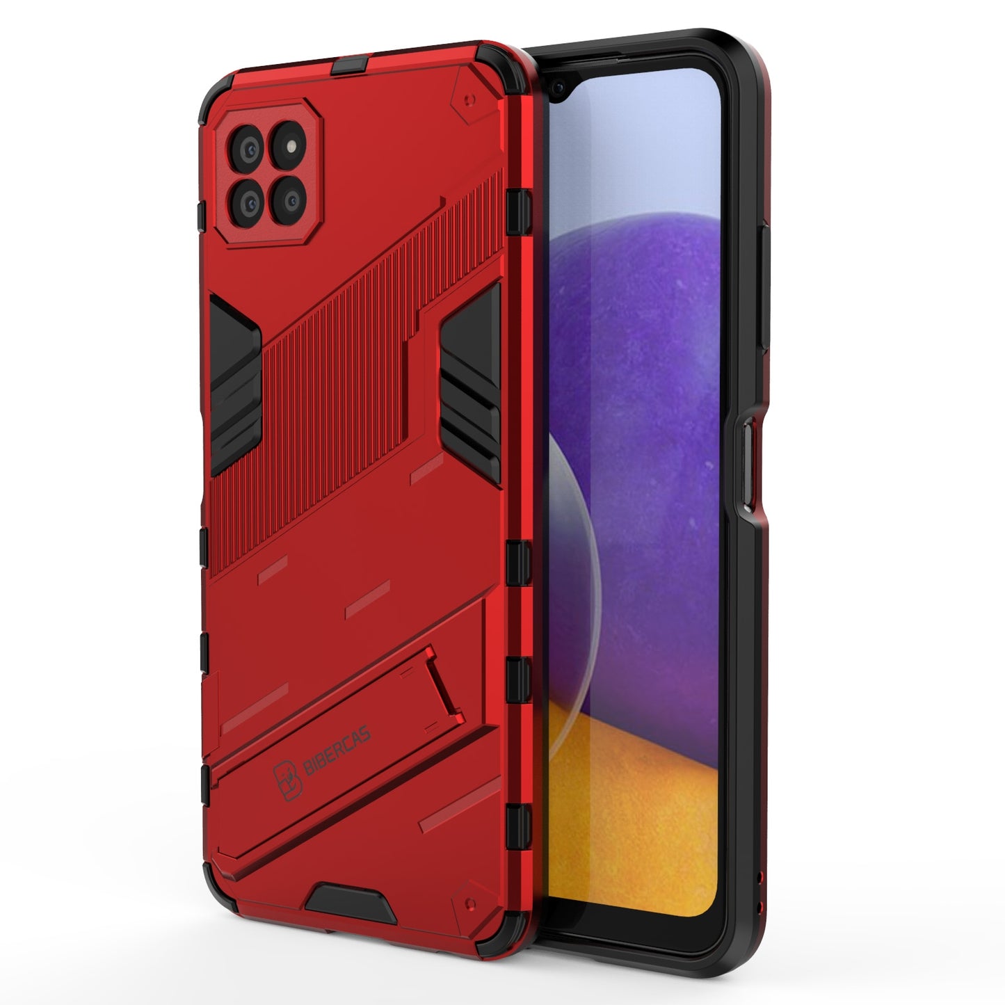 Samsung Galaxy A22 5G Shockproof Phone Case - Punk Armor 2-in-1 PC + TPU with Invisible Holder