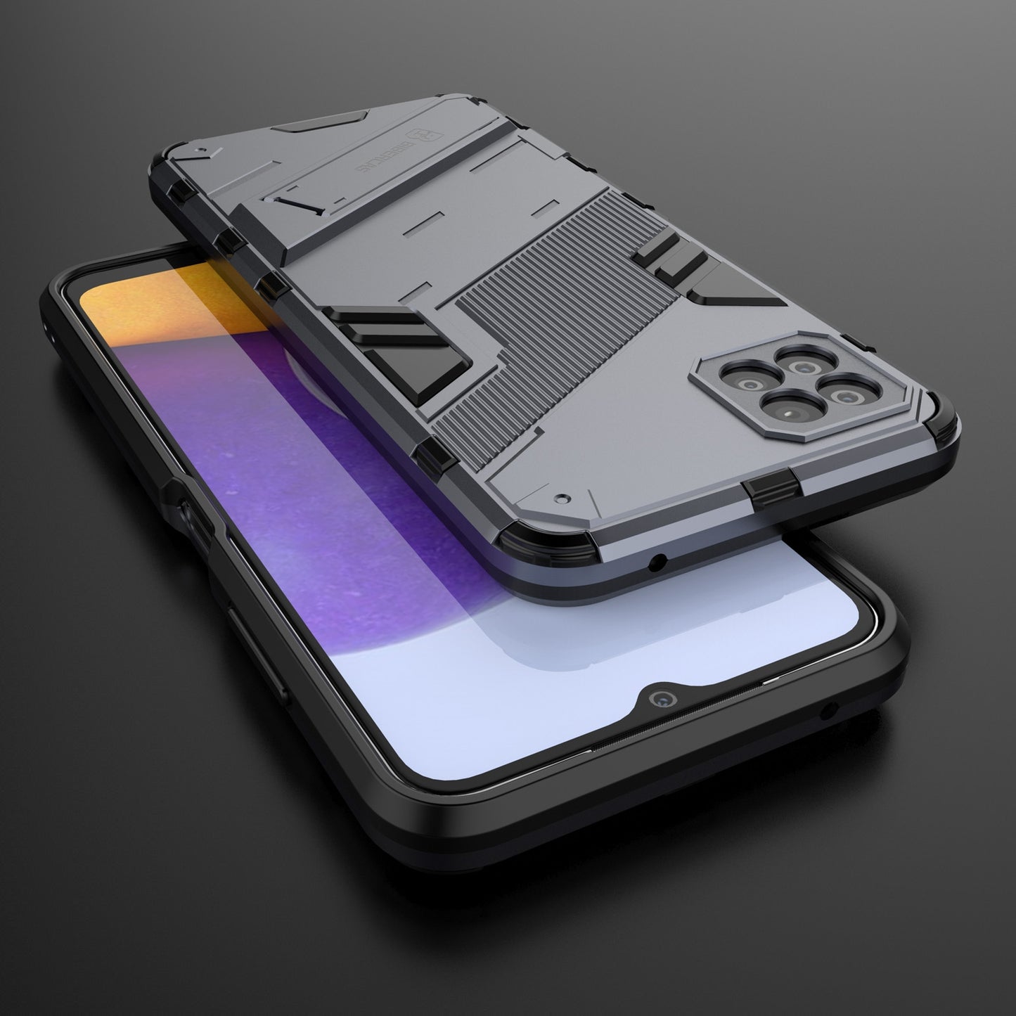 Samsung Galaxy A22 5G Shockproof Phone Case - Punk Armor 2-in-1 PC + TPU with Invisible Holder