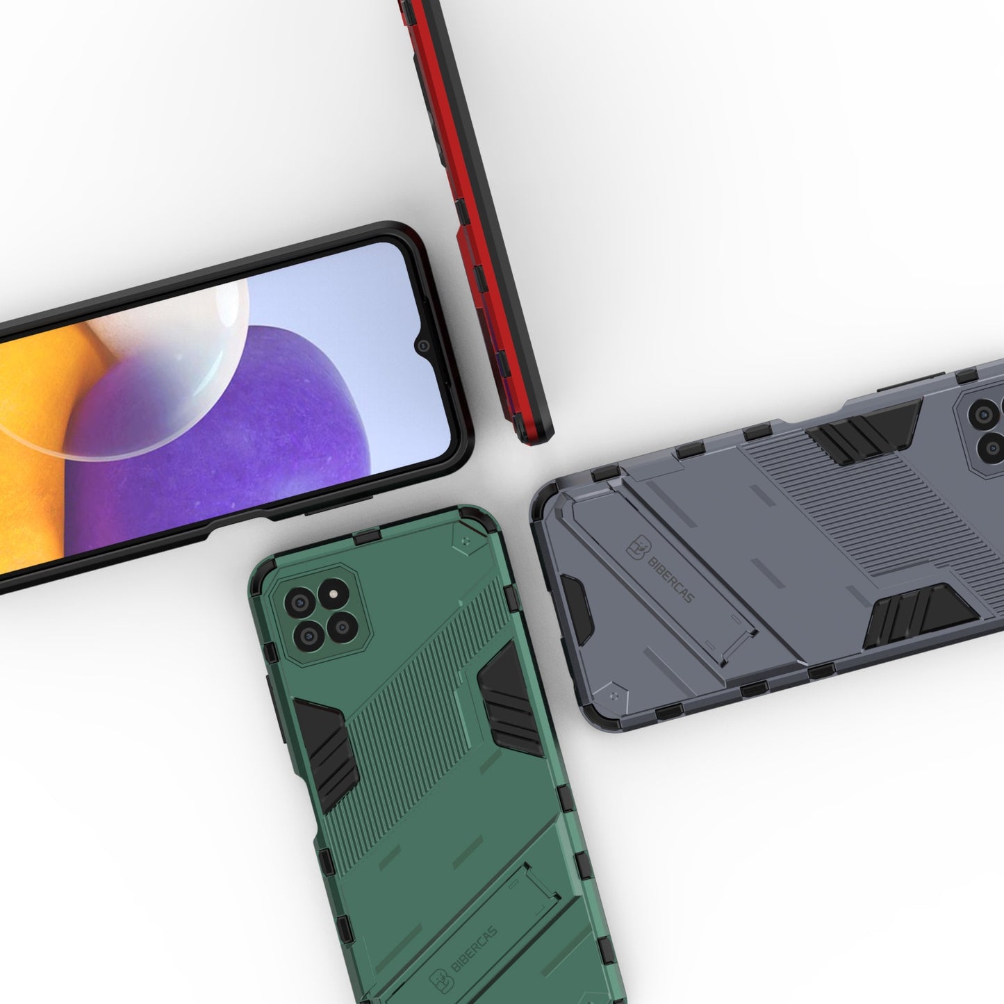 Samsung Galaxy A22 5G Shockproof Phone Case - Punk Armor 2-in-1 PC + TPU with Invisible Holder