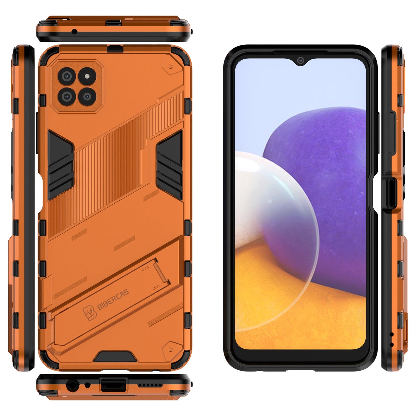 Samsung Galaxy A22 5G Shockproof Phone Case - Punk Armor 2-in-1 PC + TPU with Invisible Holder