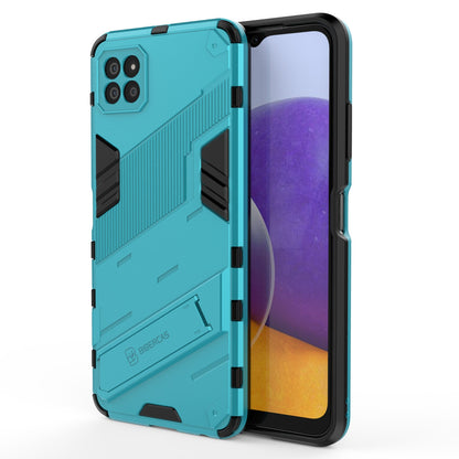 Samsung Galaxy A22 5G Shockproof Phone Case - Punk Armor 2-in-1 PC + TPU with Invisible Holder