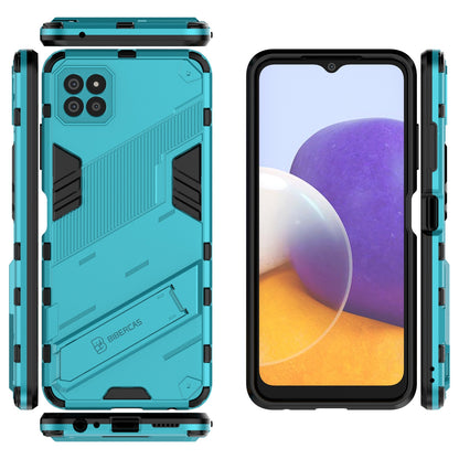 Samsung Galaxy A22 5G Shockproof Phone Case - Punk Armor 2-in-1 PC + TPU with Invisible Holder