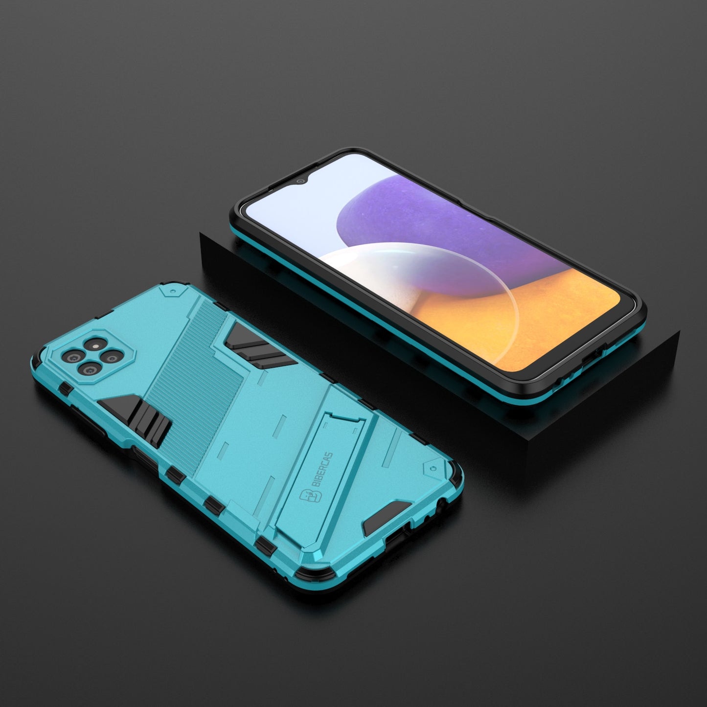 Samsung Galaxy A22 5G Shockproof Phone Case - Punk Armor 2-in-1 PC + TPU with Invisible Holder