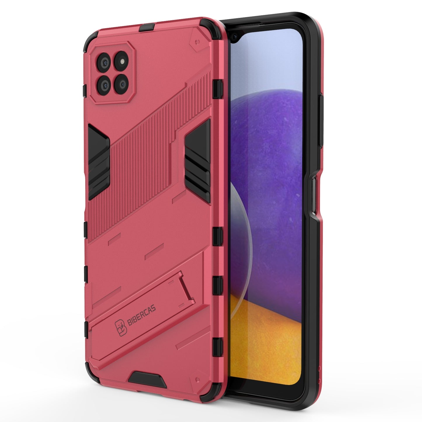 Samsung Galaxy A22 5G Shockproof Phone Case - Punk Armor 2-in-1 PC + TPU with Invisible Holder