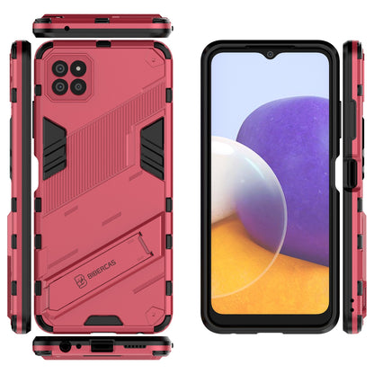 Samsung Galaxy A22 5G Shockproof Phone Case - Punk Armor 2-in-1 PC + TPU with Invisible Holder