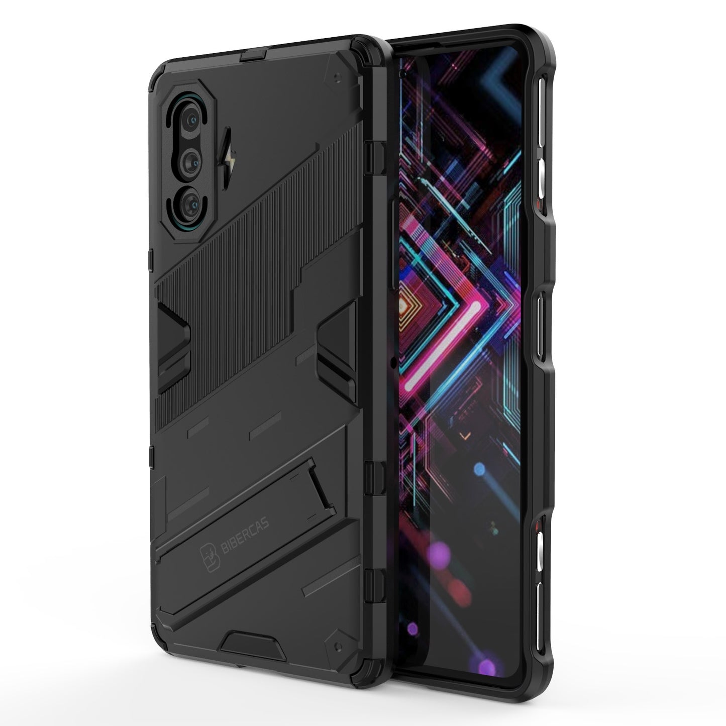 Xiaomi Redmi K40 Gaming Shockproof Phone Case - Punk Armor 2-in-1 PC + TPU with Invisible Holder