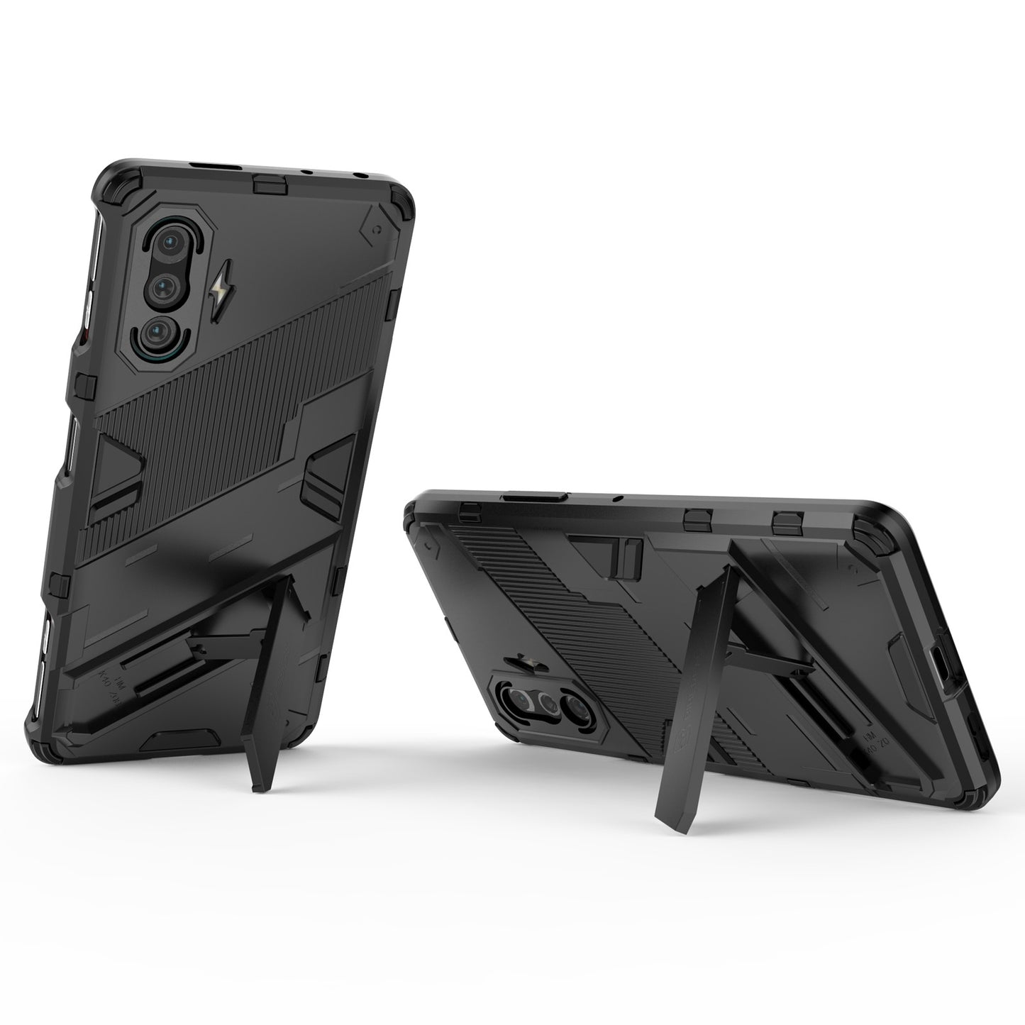 Xiaomi Redmi K40 Gaming Shockproof Phone Case - Punk Armor 2-in-1 PC + TPU with Invisible Holder