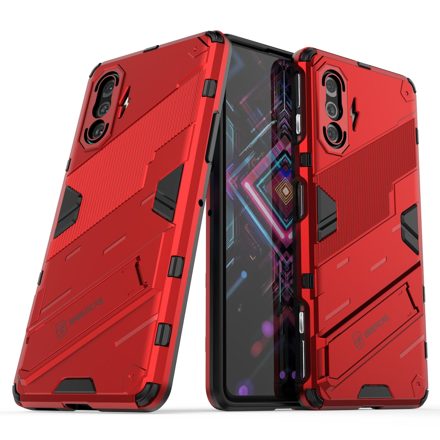 Xiaomi Redmi K40 Gaming Shockproof Phone Case - Punk Armor 2-in-1 PC + TPU with Invisible Holder