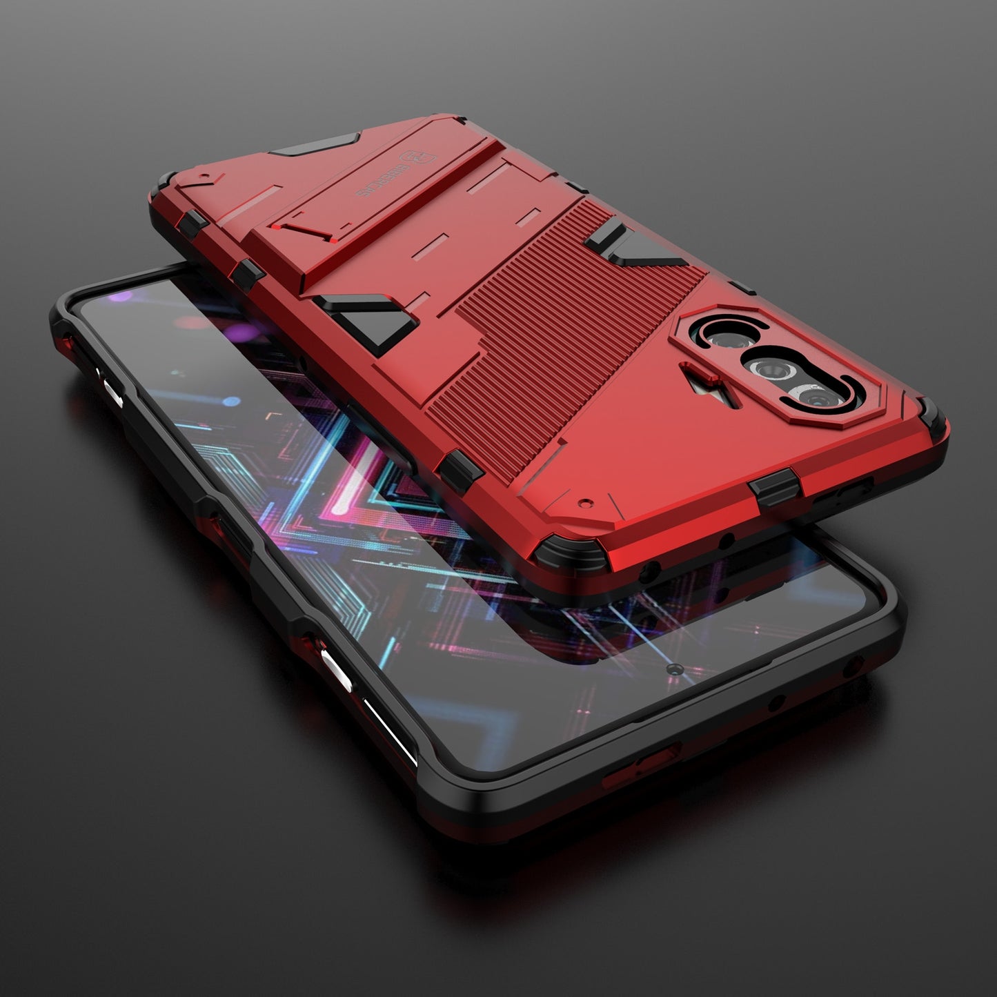 Xiaomi Redmi K40 Gaming Shockproof Phone Case - Punk Armor 2-in-1 PC + TPU with Invisible Holder