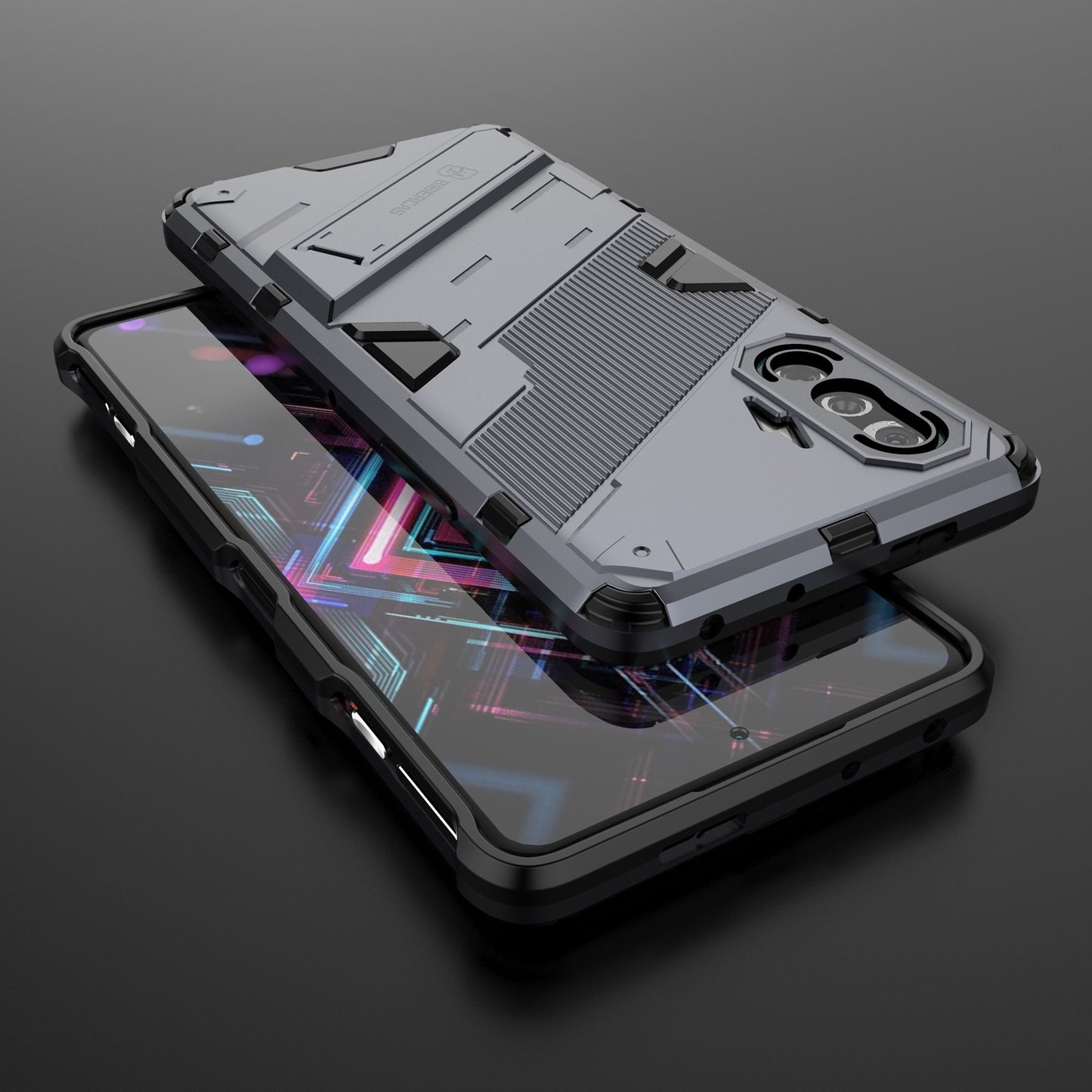 Xiaomi Redmi K40 Gaming Shockproof Phone Case - Punk Armor 2-in-1 PC + TPU with Invisible Holder