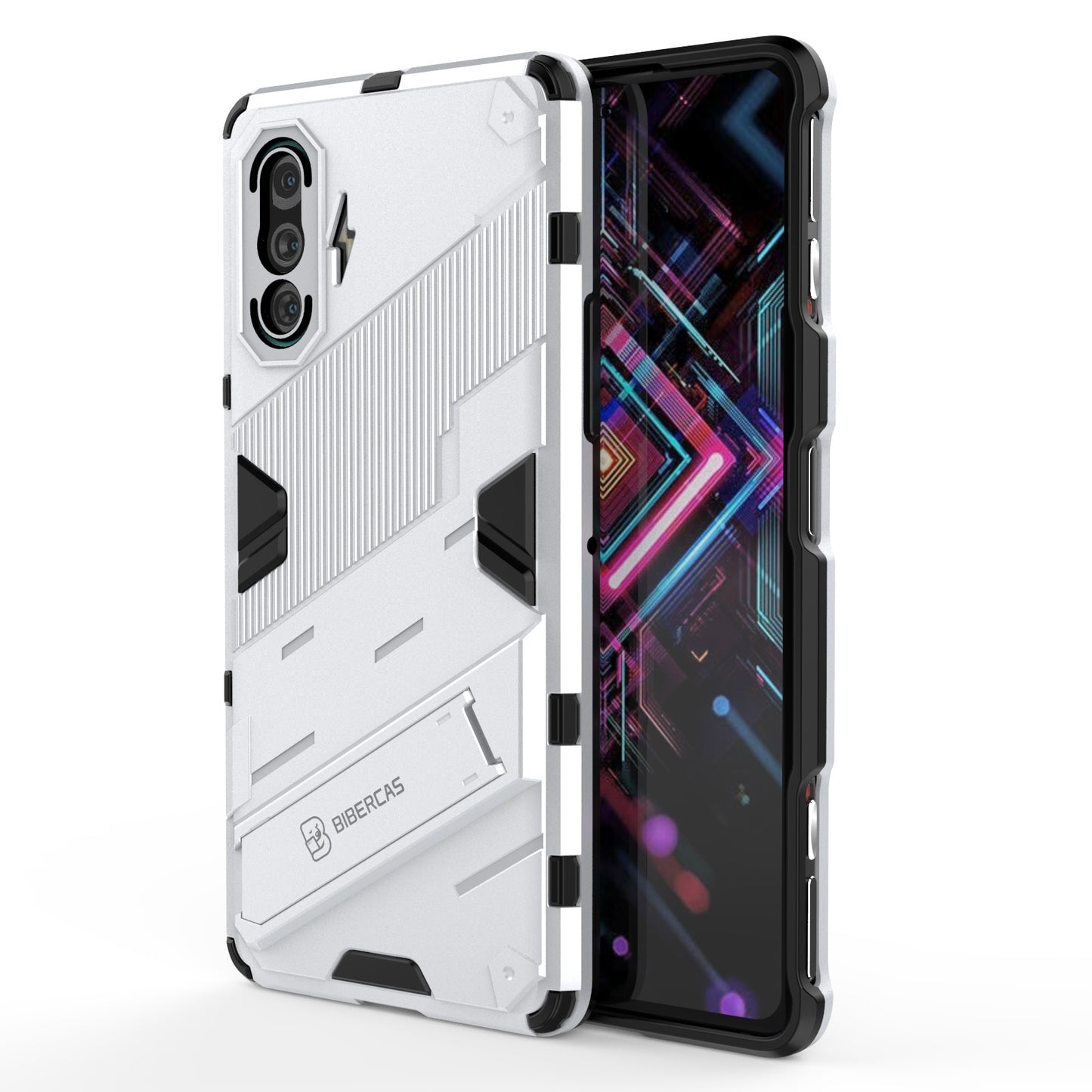 Xiaomi Redmi K40 Gaming Shockproof Phone Case - Punk Armor 2-in-1 PC + TPU with Invisible Holder