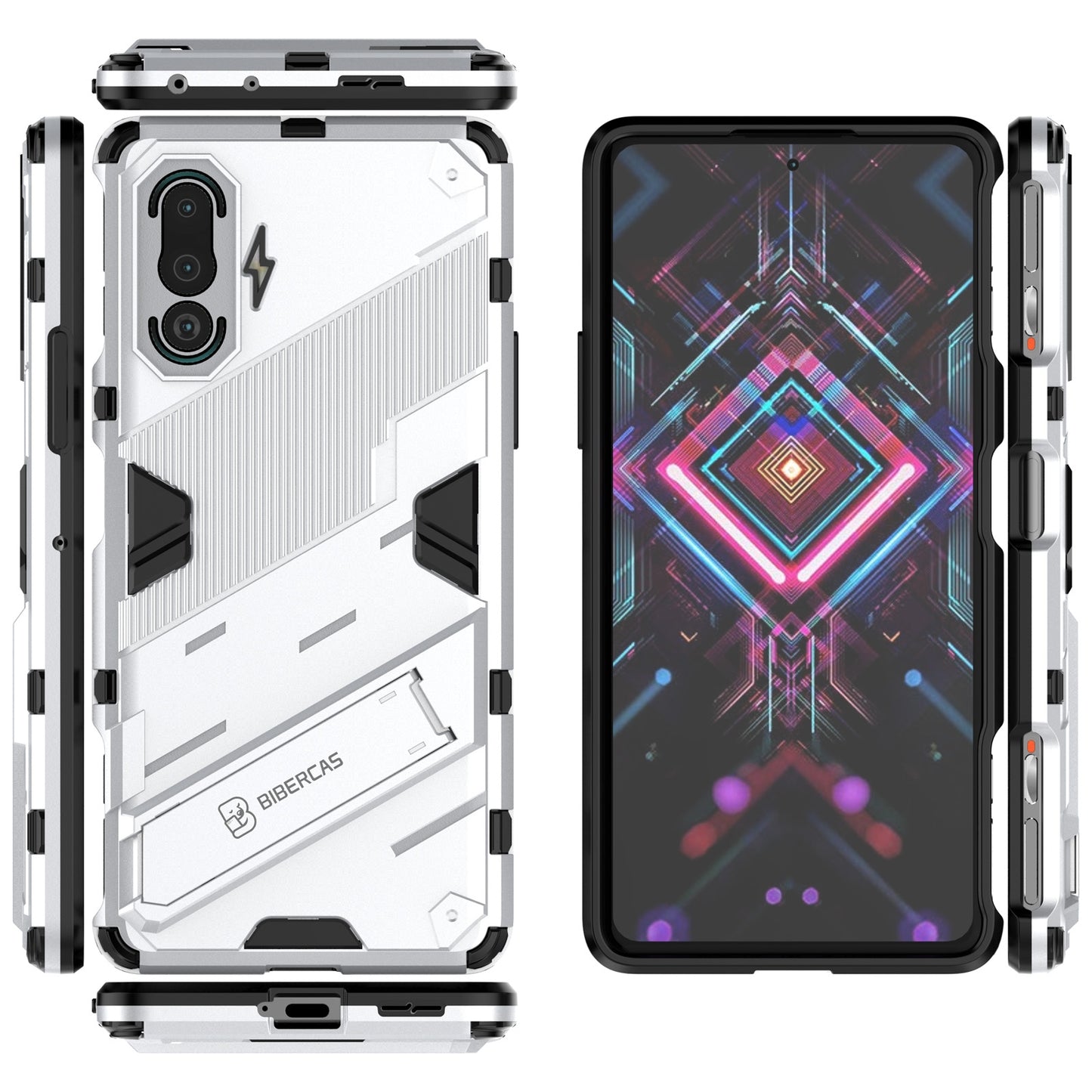 Xiaomi Redmi K40 Gaming Shockproof Phone Case - Punk Armor 2-in-1 PC + TPU with Invisible Holder