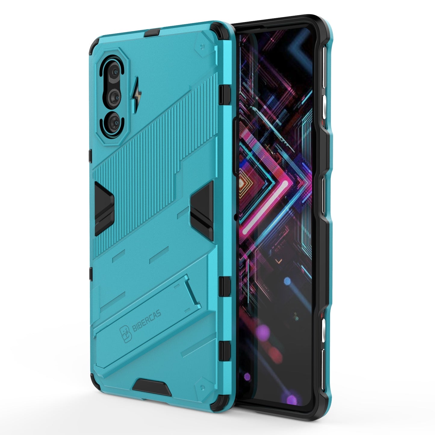 Xiaomi Redmi K40 Gaming Shockproof Phone Case - Punk Armor 2-in-1 PC + TPU with Invisible Holder