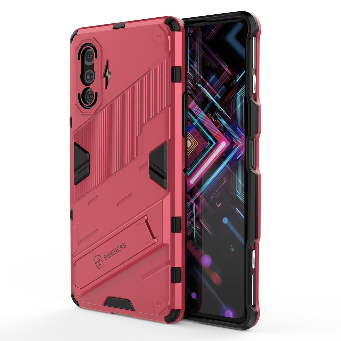 Xiaomi Redmi K40 Gaming Shockproof Phone Case - Punk Armor 2-in-1 PC + TPU with Invisible Holder