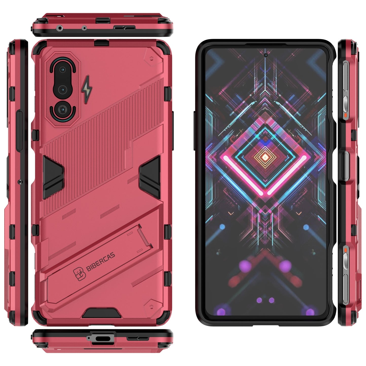 Xiaomi Redmi K40 Gaming Shockproof Phone Case - Punk Armor 2-in-1 PC + TPU with Invisible Holder