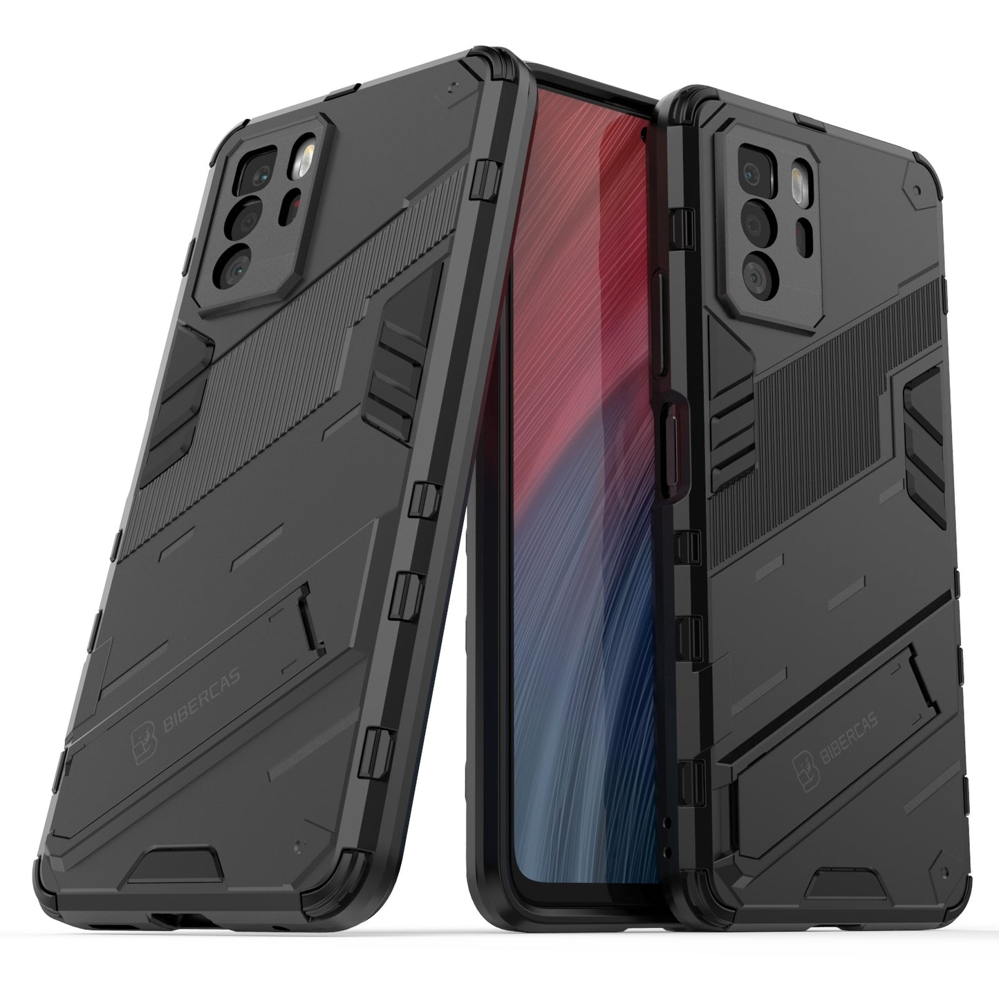 Xiaomi Redmi Note 10 Pro 5G Shockproof Phone Case - Punk Armor 2-in-1 PC + TPU with Invisible Holder