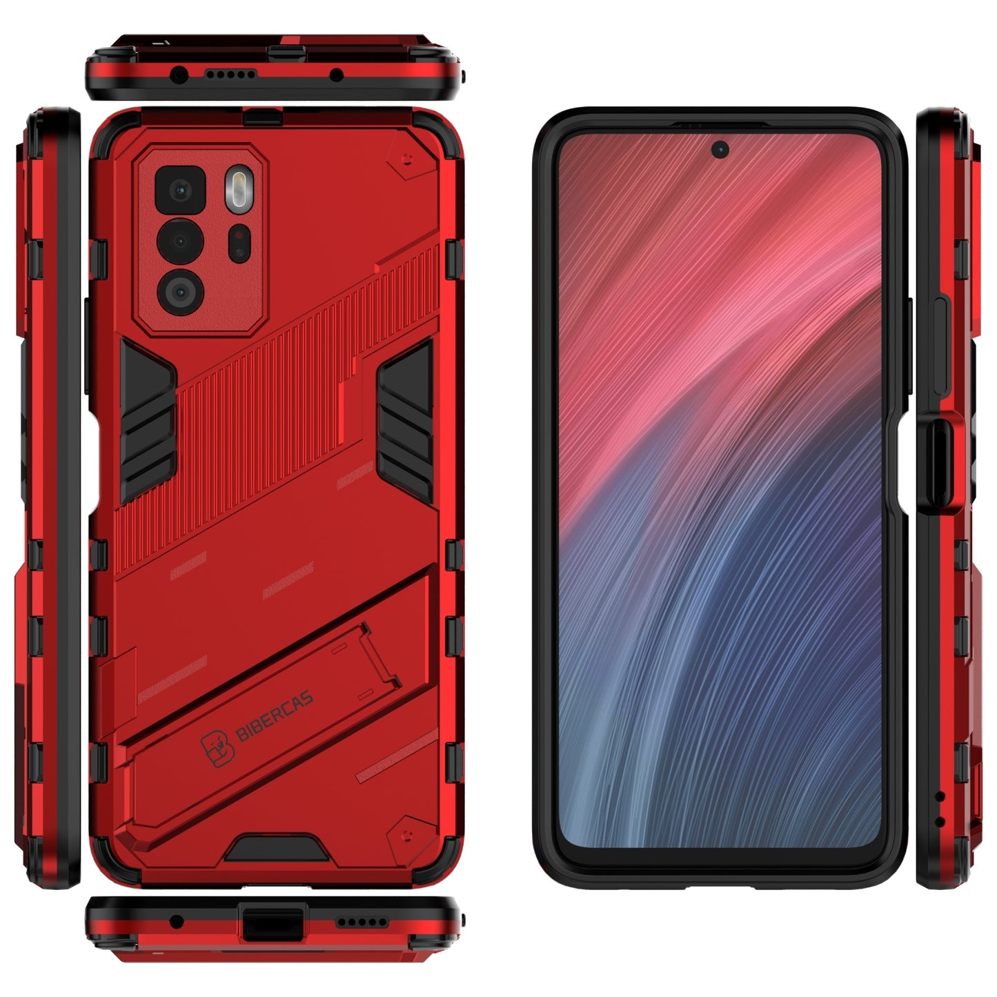 Xiaomi Redmi Note 10 Pro 5G Shockproof Phone Case - Punk Armor 2-in-1 PC + TPU with Invisible Holder