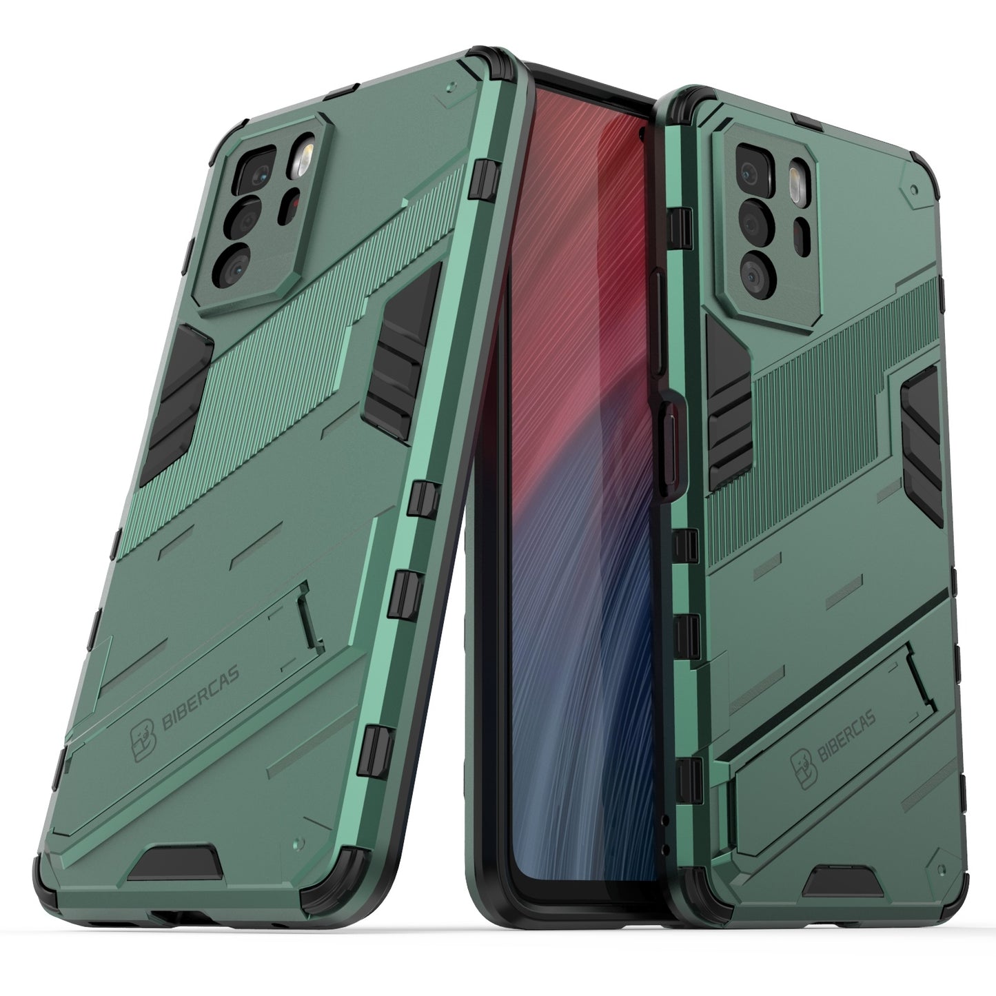 Xiaomi Redmi Note 10 Pro 5G Shockproof Phone Case - Punk Armor 2-in-1 PC + TPU with Invisible Holder