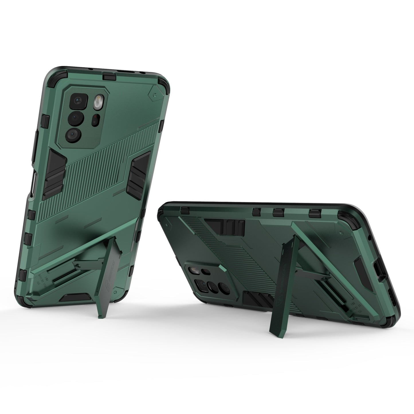 Xiaomi Redmi Note 10 Pro 5G Shockproof Phone Case - Punk Armor 2-in-1 PC + TPU with Invisible Holder