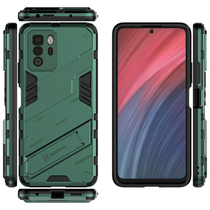 Xiaomi Redmi Note 10 Pro 5G Shockproof Phone Case - Punk Armor 2-in-1 PC + TPU with Invisible Holder