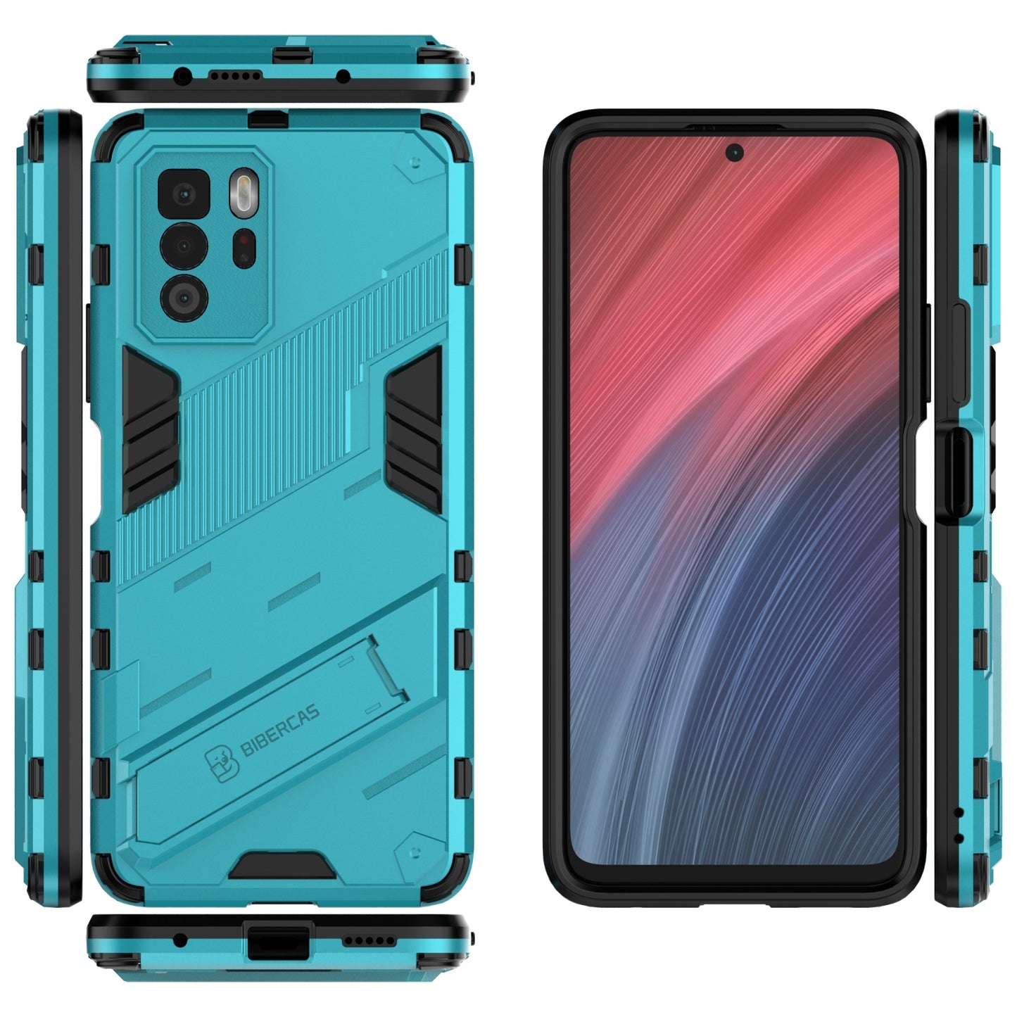 Xiaomi Redmi Note 10 Pro 5G Shockproof Phone Case - Punk Armor 2-in-1 PC + TPU with Invisible Holder