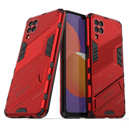 Samsung Galaxy M12 Shockproof Phone Case - Punk Armor 2-in-1 PC + TPU with Invisible Holder