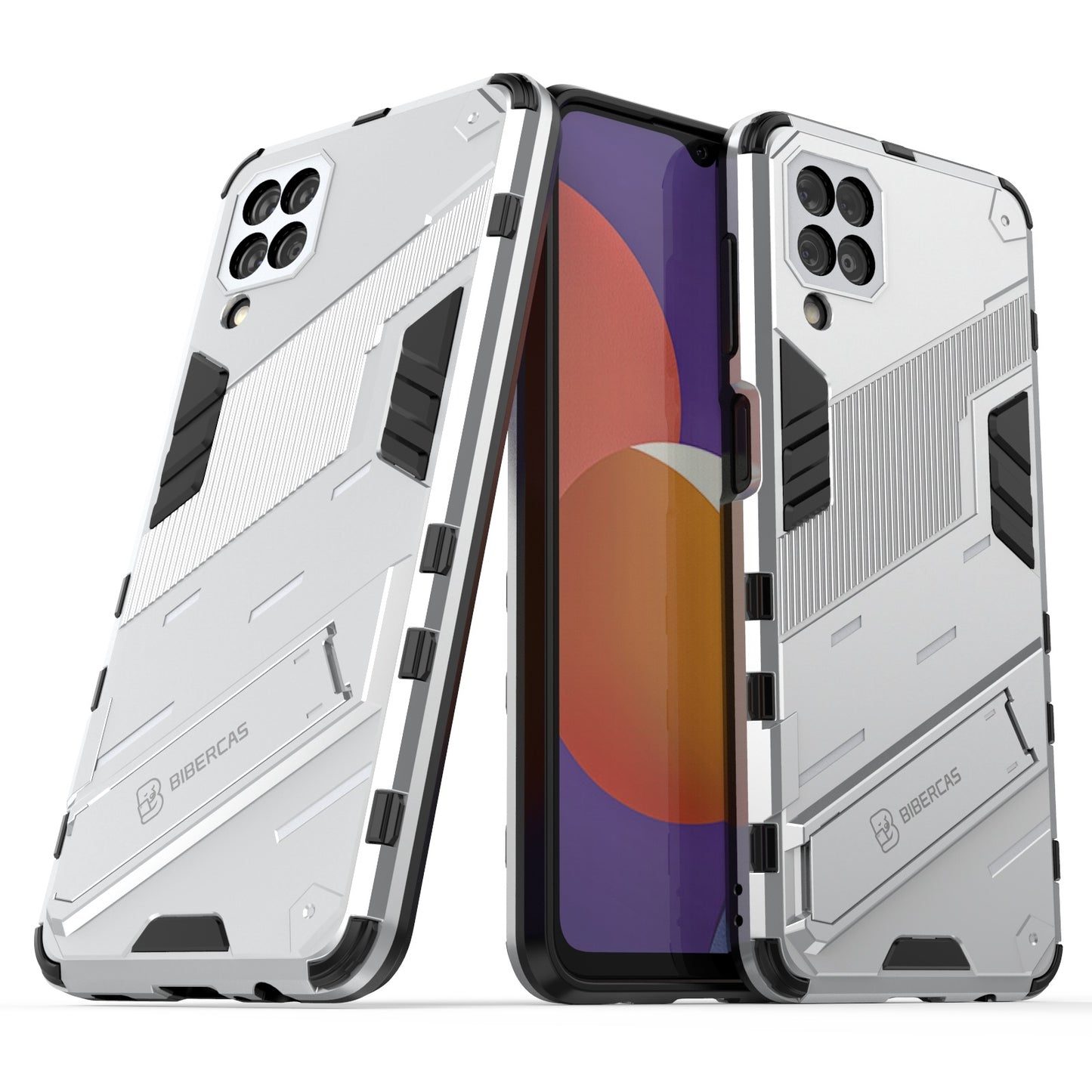 Samsung Galaxy M12 Shockproof Phone Case - Punk Armor 2-in-1 PC + TPU with Invisible Holder