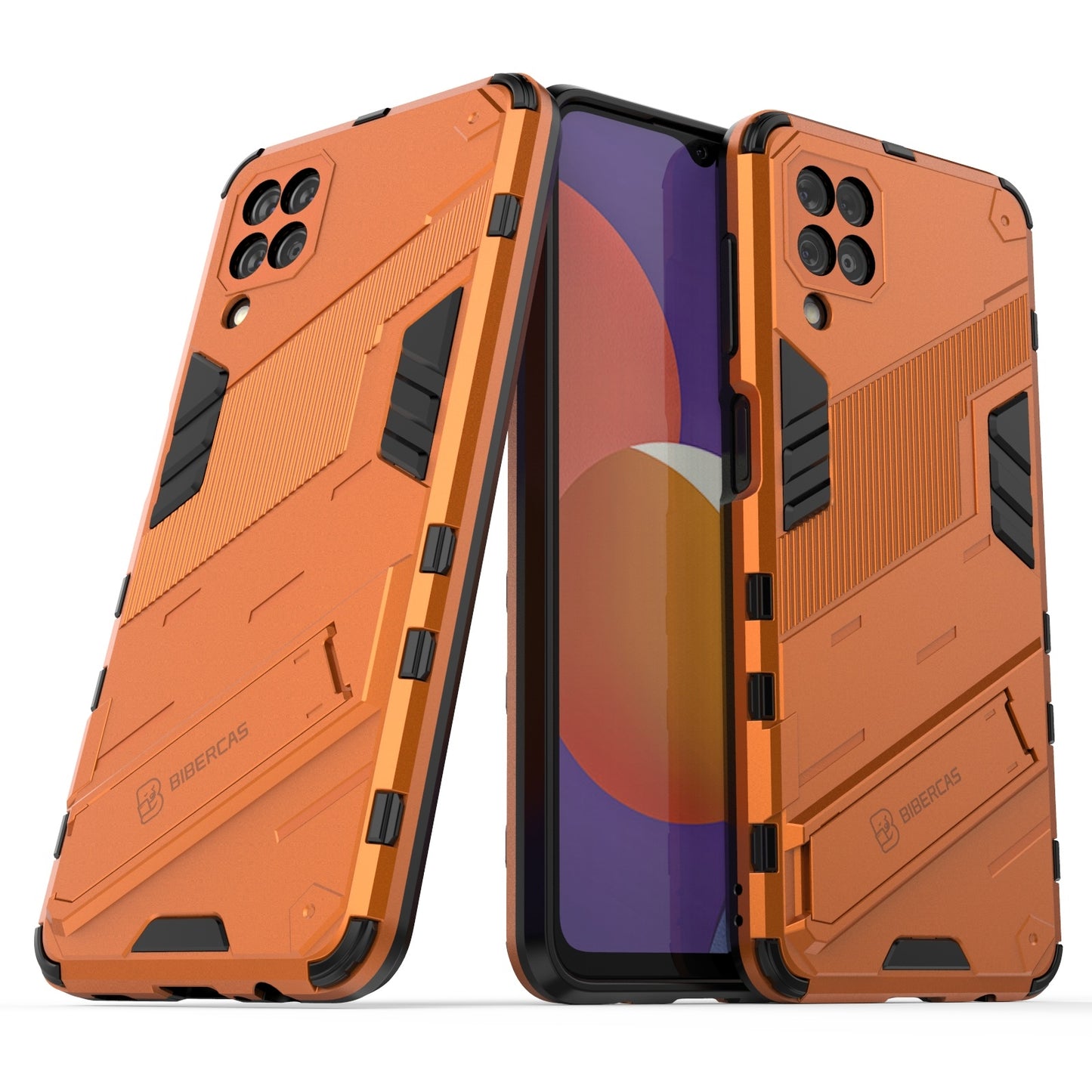 Samsung Galaxy M12 Shockproof Phone Case - Punk Armor 2-in-1 PC + TPU with Invisible Holder