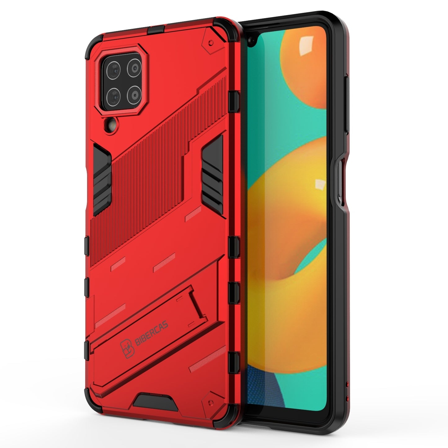 Samsung Galaxy M32 Shockproof Phone Case - Punk Armor 2-in-1 PC + TPU with Invisible Holder