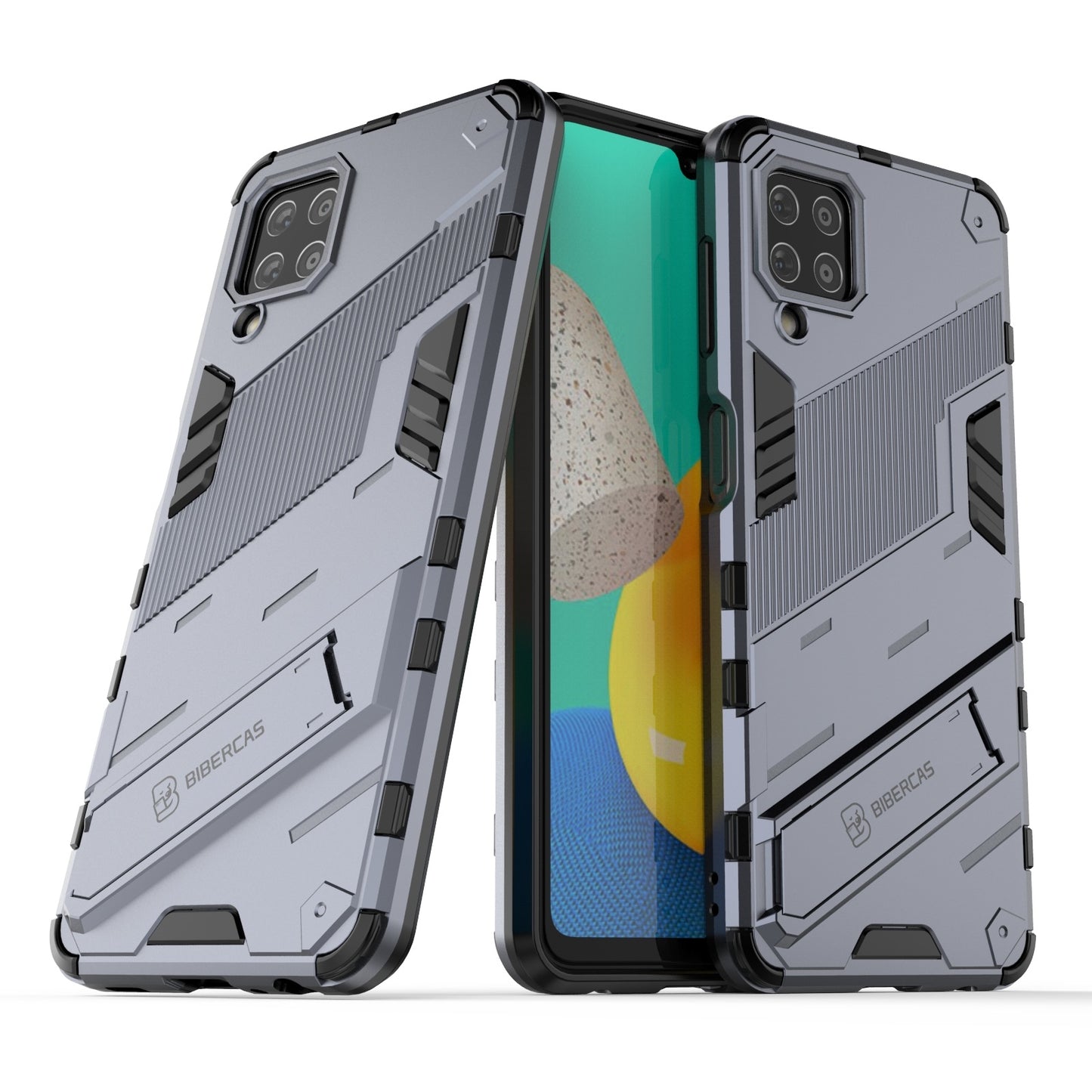 Samsung Galaxy M32 Shockproof Phone Case - Punk Armor 2-in-1 PC + TPU with Invisible Holder