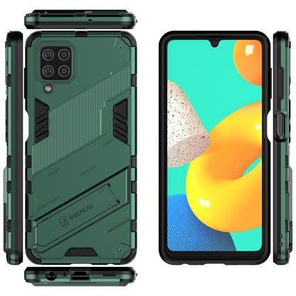 Samsung Galaxy M32 Shockproof Phone Case - Punk Armor 2-in-1 PC + TPU with Invisible Holder