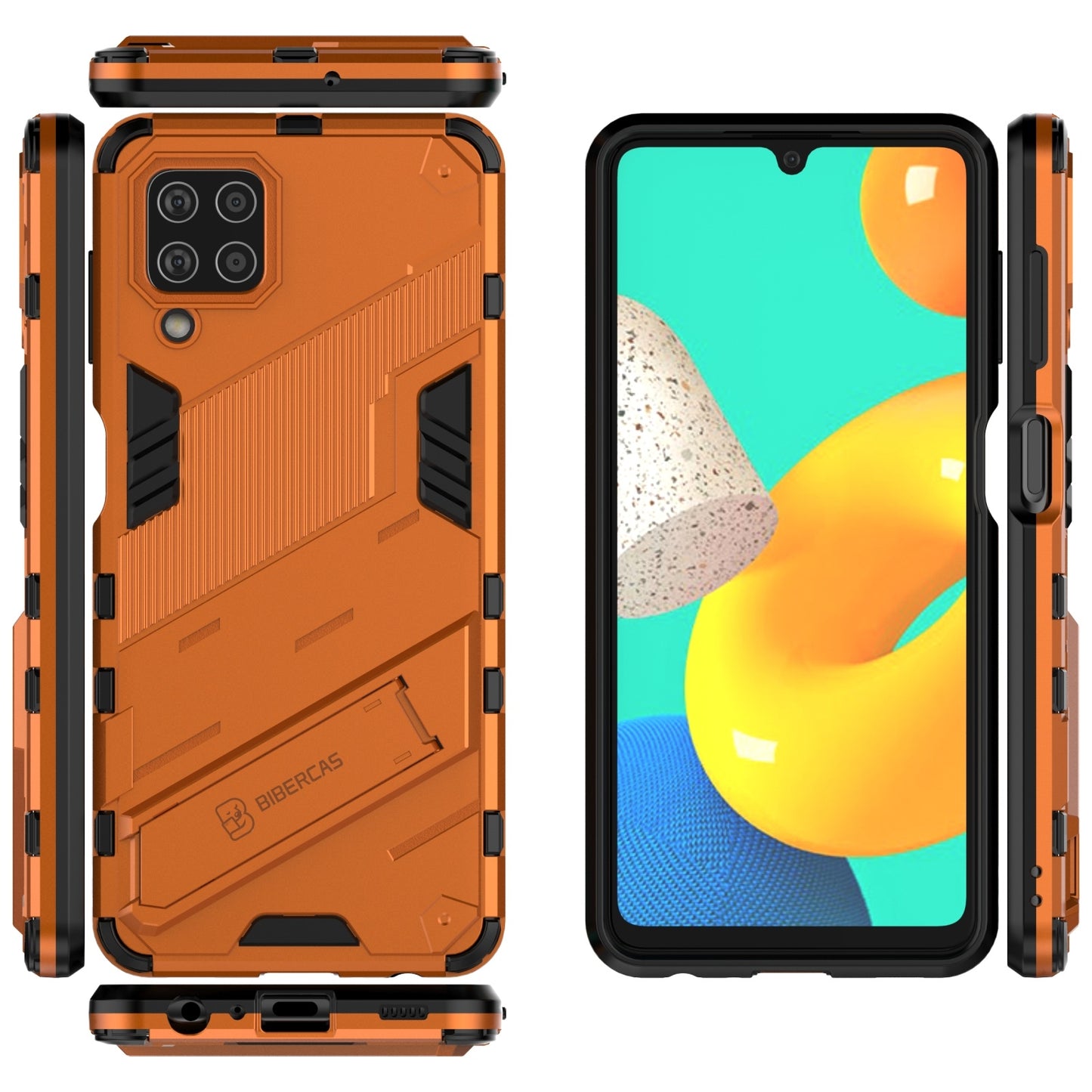 Samsung Galaxy M32 Shockproof Phone Case - Punk Armor 2-in-1 PC + TPU with Invisible Holder