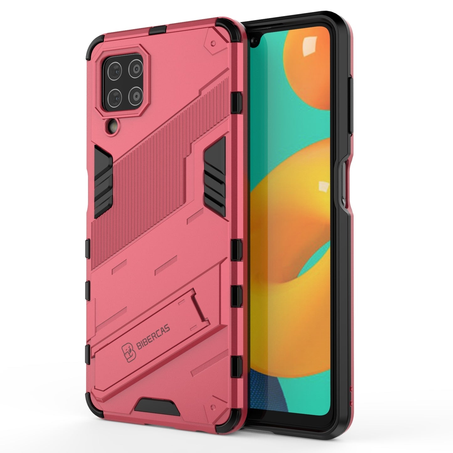 Samsung Galaxy M32 Shockproof Phone Case - Punk Armor 2-in-1 PC + TPU with Invisible Holder