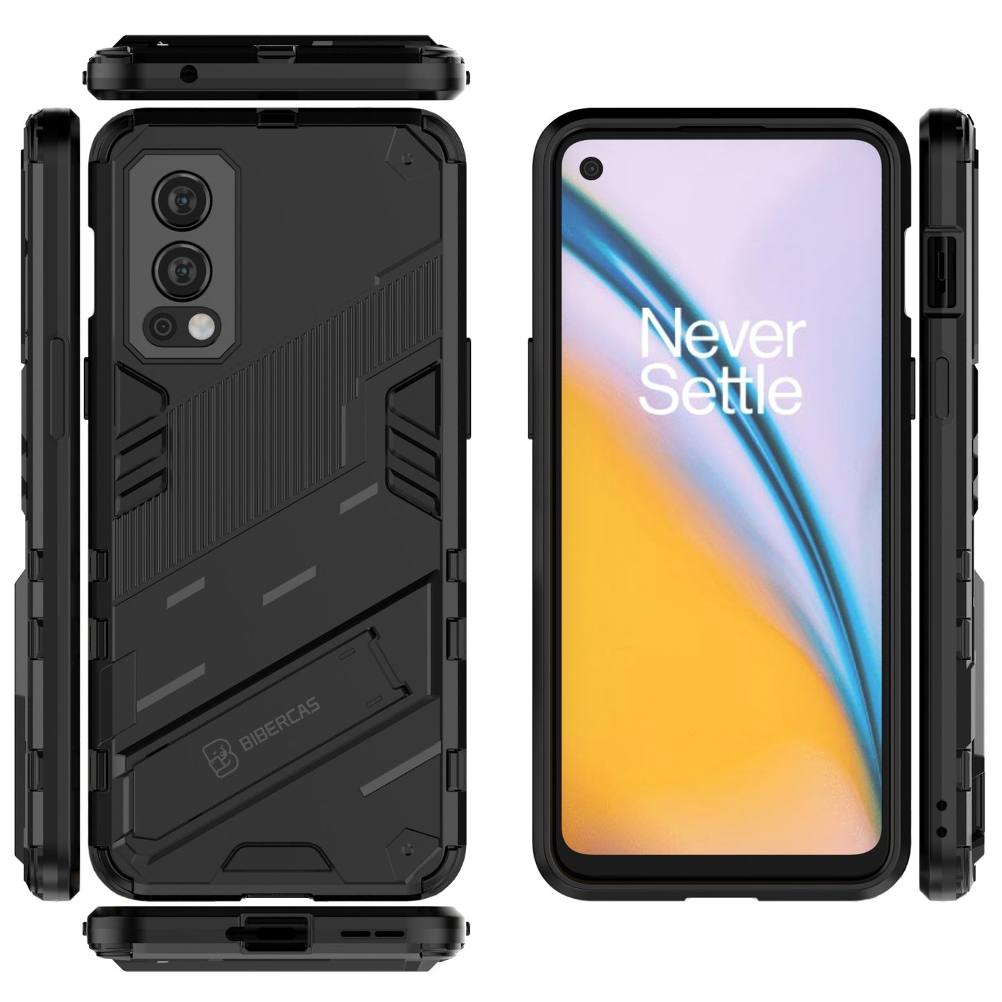 OnePlus Nord 2 5G Shockproof Phone Case - Punk Armor 2-in-1 PC + TPU with Invisible Holder