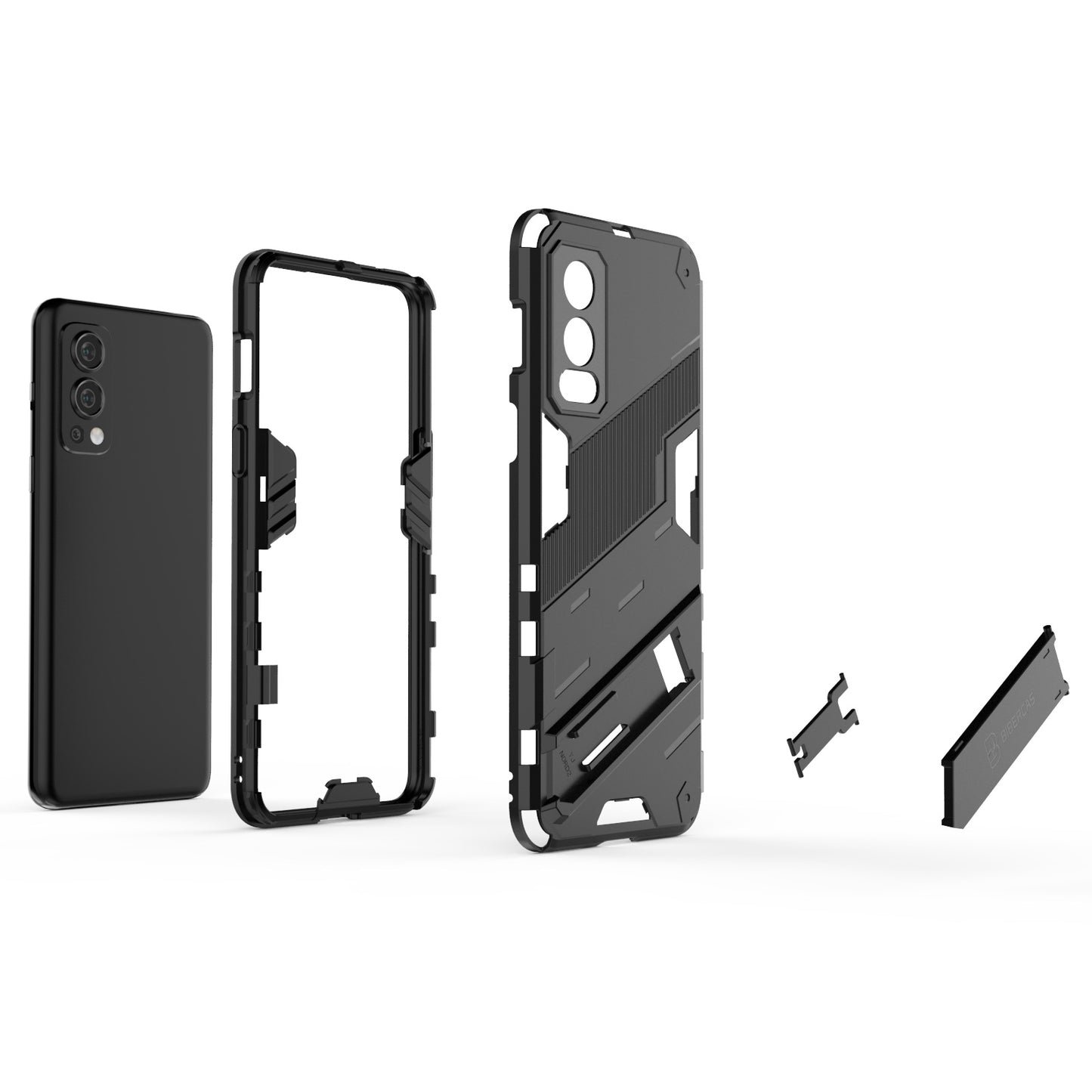 OnePlus Nord 2 5G Shockproof Phone Case - Punk Armor 2-in-1 PC + TPU with Invisible Holder