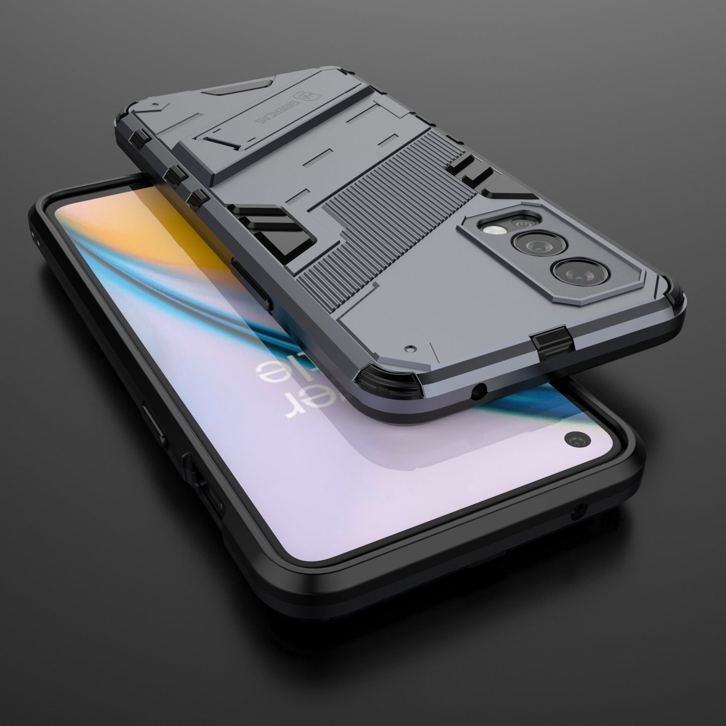 OnePlus Nord 2 5G Shockproof Phone Case - Punk Armor 2-in-1 PC + TPU with Invisible Holder