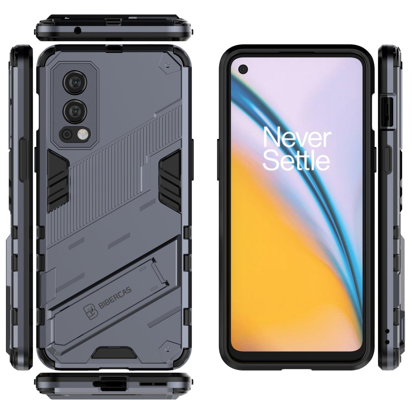 OnePlus Nord 2 5G Shockproof Phone Case - Punk Armor 2-in-1 PC + TPU with Invisible Holder