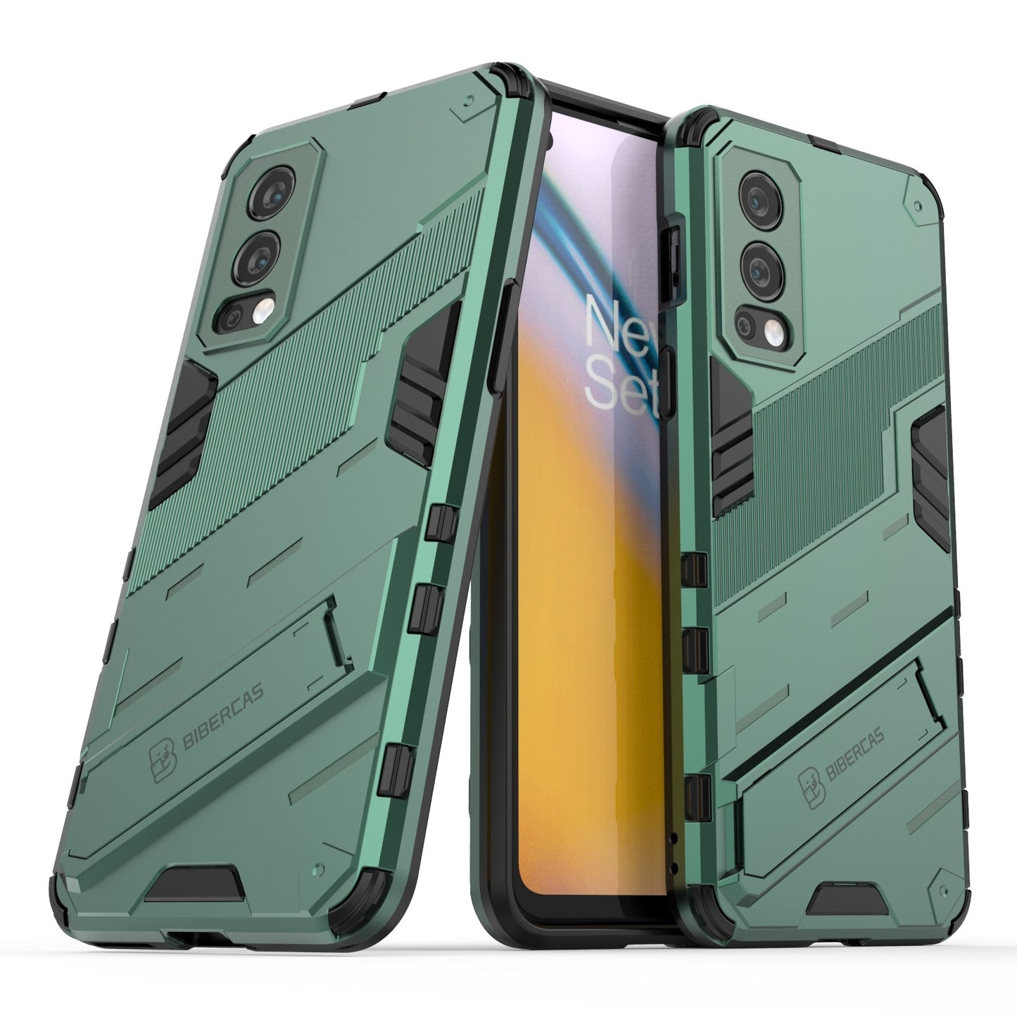 OnePlus Nord 2 5G Shockproof Phone Case - Punk Armor 2-in-1 PC + TPU with Invisible Holder