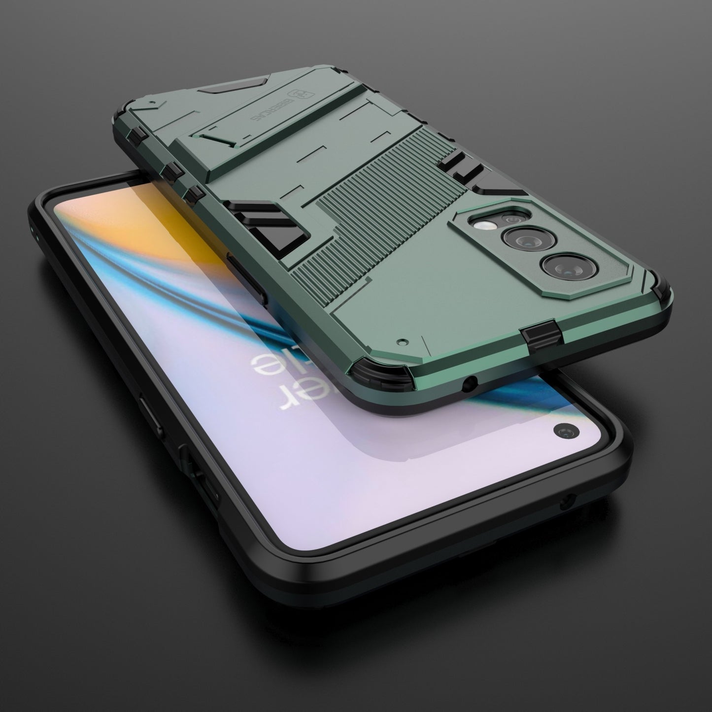 OnePlus Nord 2 5G Shockproof Phone Case - Punk Armor 2-in-1 PC + TPU with Invisible Holder