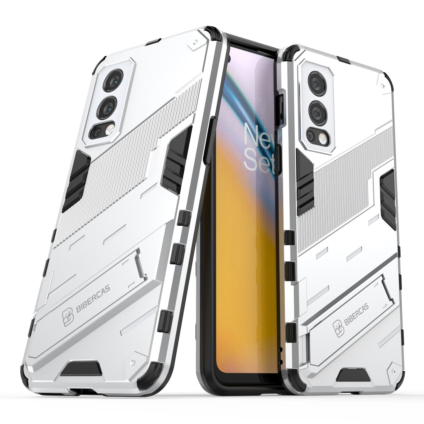 OnePlus Nord 2 5G Shockproof Phone Case - Punk Armor 2-in-1 PC + TPU with Invisible Holder