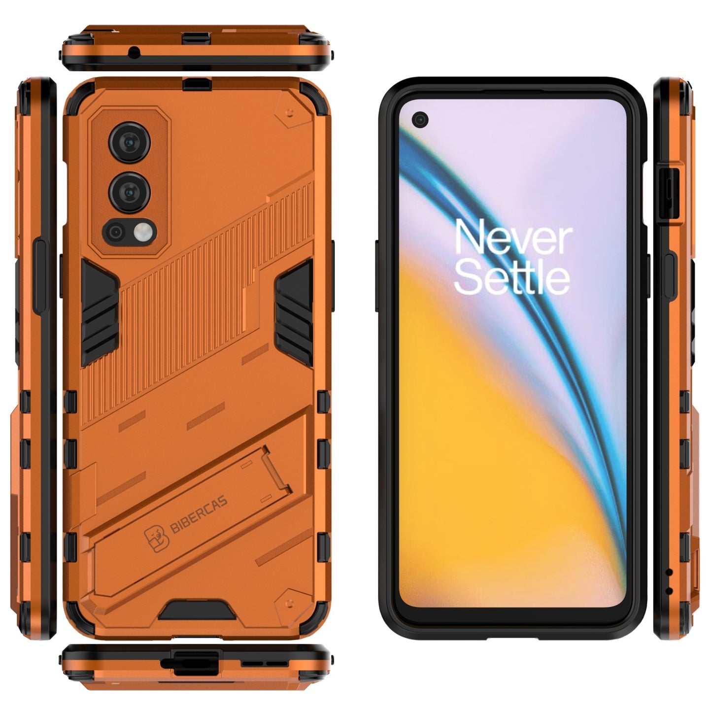 OnePlus Nord 2 5G Shockproof Phone Case - Punk Armor 2-in-1 PC + TPU with Invisible Holder