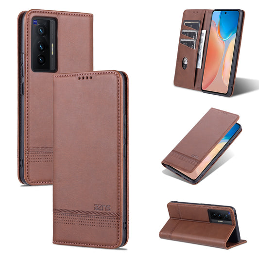 Vivo X70 Leather Wallet Case with Card Holder & Magnetic Closure