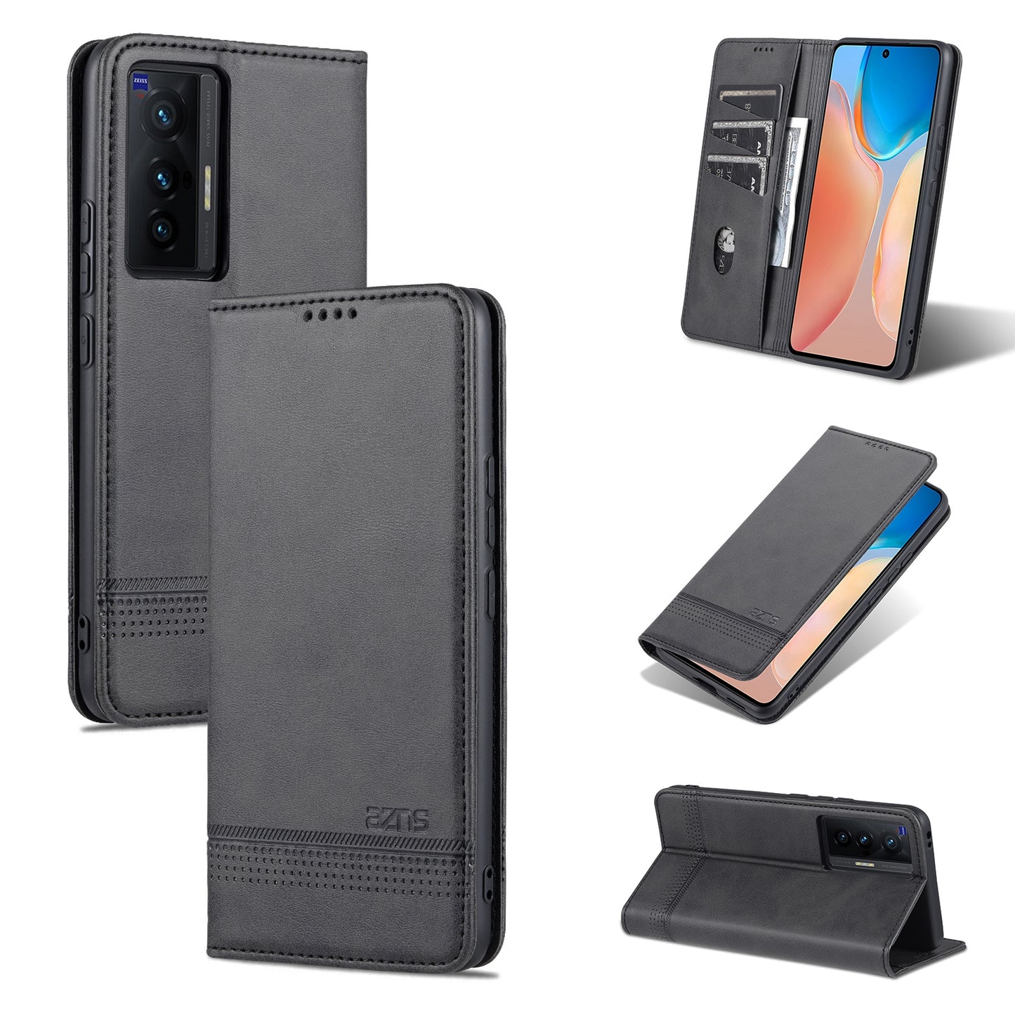 Vivo X70 Pro Leather Wallet Case with Card Holder & Magnetic Closure