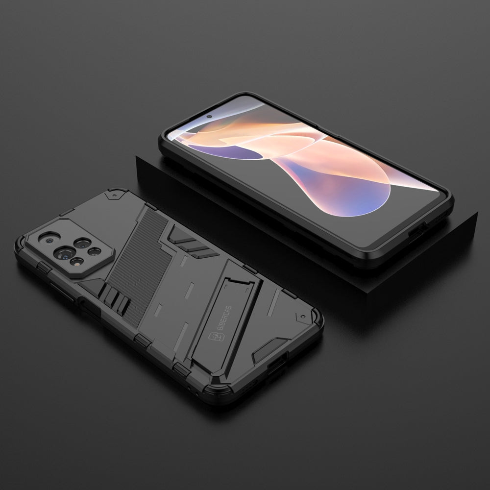 Xiaomi Redmi Note 11 Pro+ Shockproof Phone Case - Punk Armor 2-in-1 PC + TPU with Invisible Holder