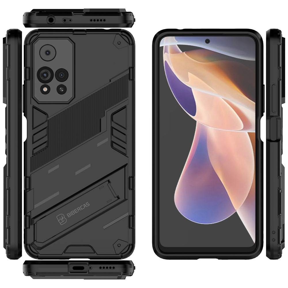 Xiaomi Redmi Note 11 Pro Shockproof Phone Case - Punk Armor 2-in-1 PC + TPU with Invisible Holder