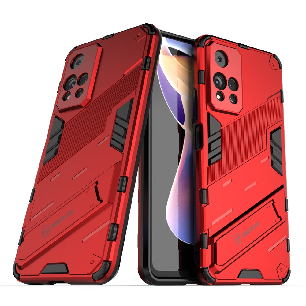 Xiaomi Redmi Note 11 Pro Shockproof Phone Case - Punk Armor 2-in-1 PC + TPU with Invisible Holder