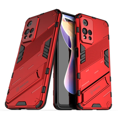 Xiaomi Redmi Note 11 Pro+ Shockproof Phone Case - Punk Armor 2-in-1 PC + TPU with Invisible Holder